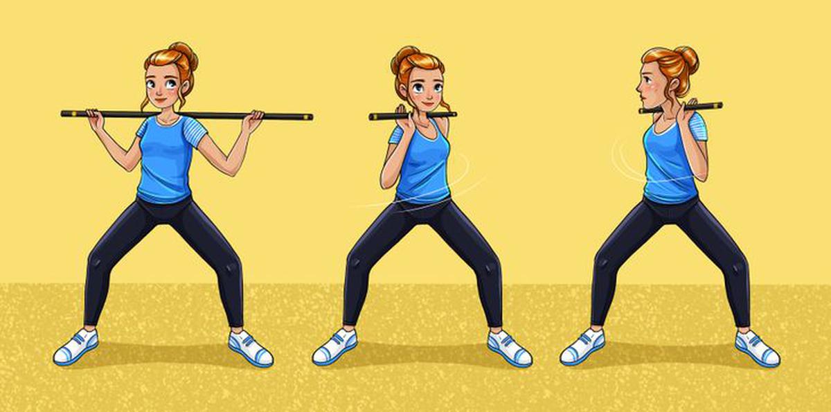 ejercicios con un palo de escoba | Para eliminar los gorditos de la espalda, el abdomen y los brazos