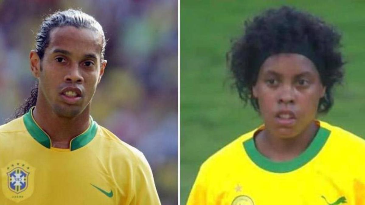 Ronaldinho muy parecido a una futbolista sudafricana. Fuente Twitter @showmundialshow. | Aunque no lo creas, Ronaldinho es muy parecido a una futbolista sudafricana. Fuente Twitter @showmundialshow.