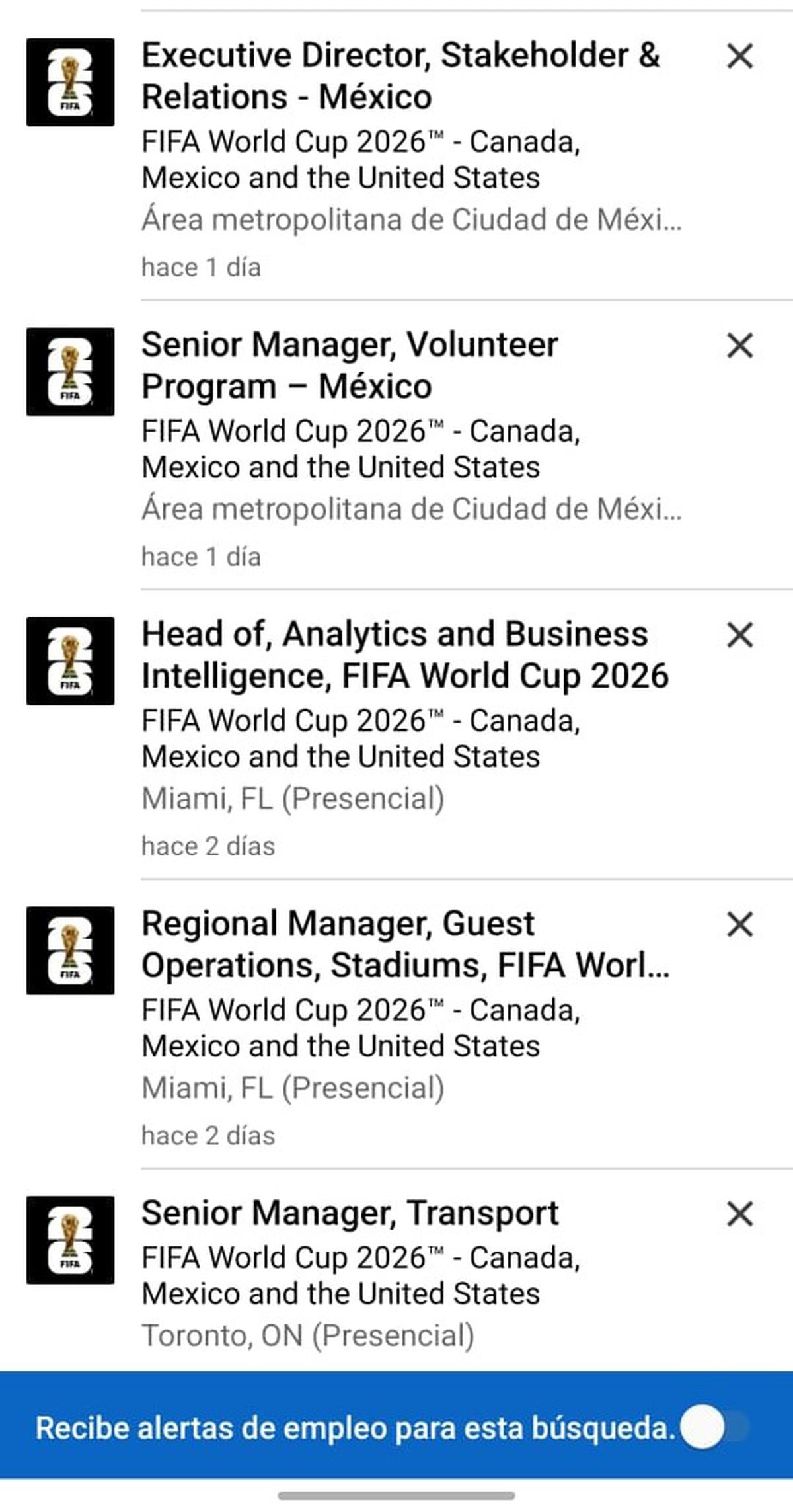 El Mundial 2026 ofrece estas vacantes. | No se reveló el salario de estos puestos en FIFA.| Foto: Linkedin