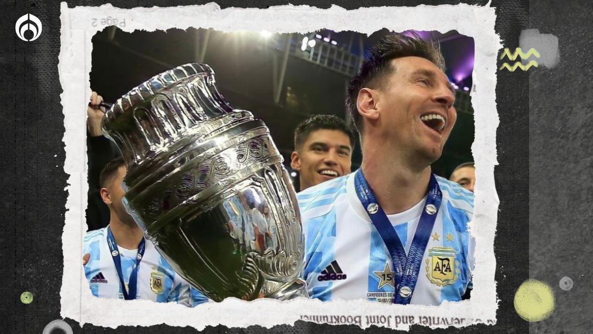 Lionel Messi | El argentino levantando la Copa América en 2021. | fuente: pinterest