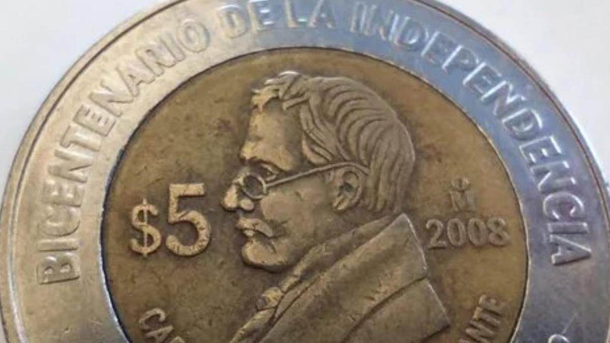Moneda de 5 pesos | Por un error de acuñación podría valer más de 40 mil pesos en Mercado Libre.
