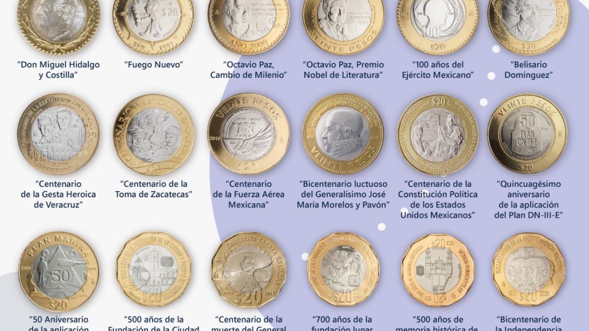  | Las monedas conmemorativas de 20 pesos suelen ofertarse hasta en miles de pesos en plataformas como Mercado Libre.