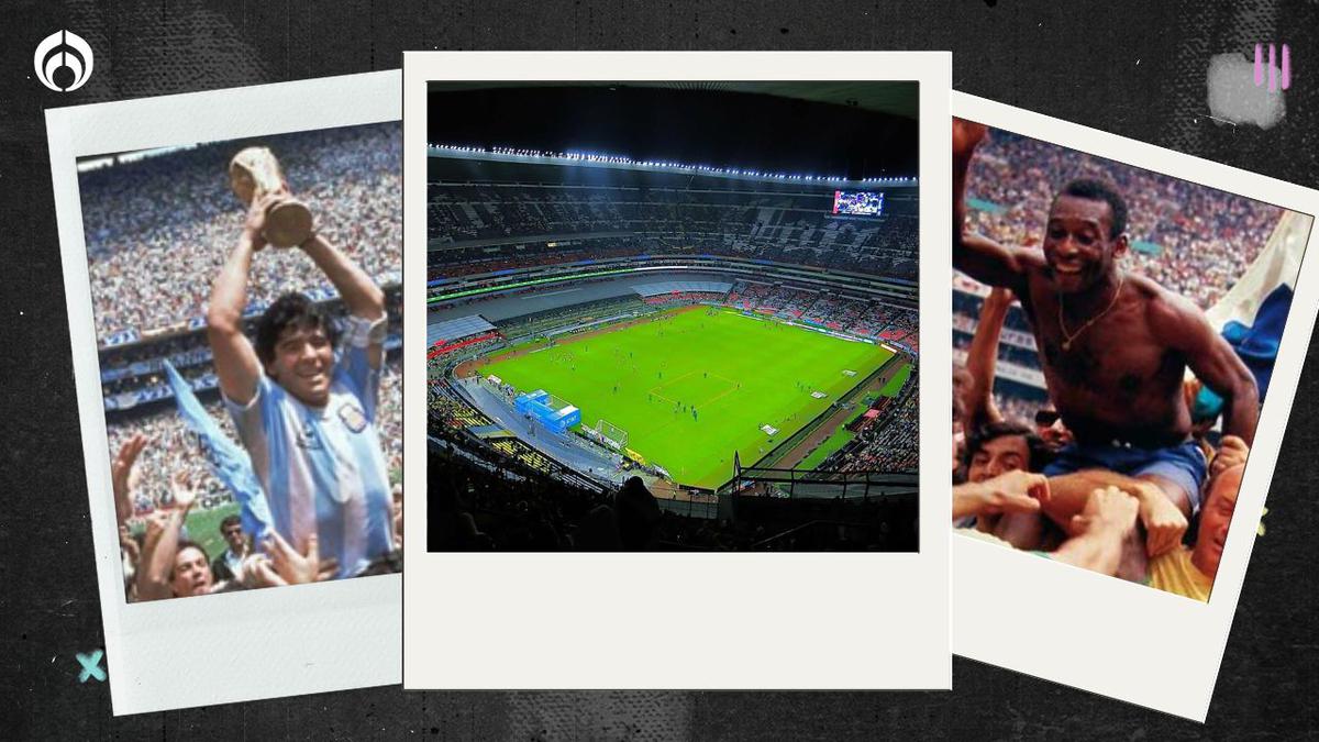 Estadio azteca Pele Maradona | En el Azteca se han jugado dos mundiales, 1970 y 1986. Fuente: X @EstadioAzteca; Instagram @estadioaztecaoficial y Conmebol.
