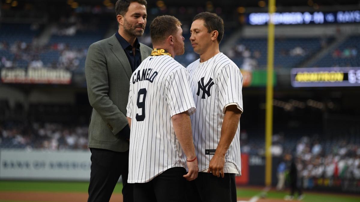 'Canelo' y 'Golovkin' visitaron el Yankee Stadium para promociionar su combate.