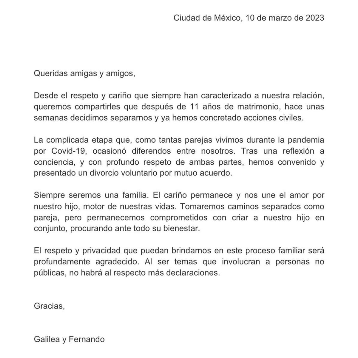  | Galilea Montijo anunció su separación por redes sociales.