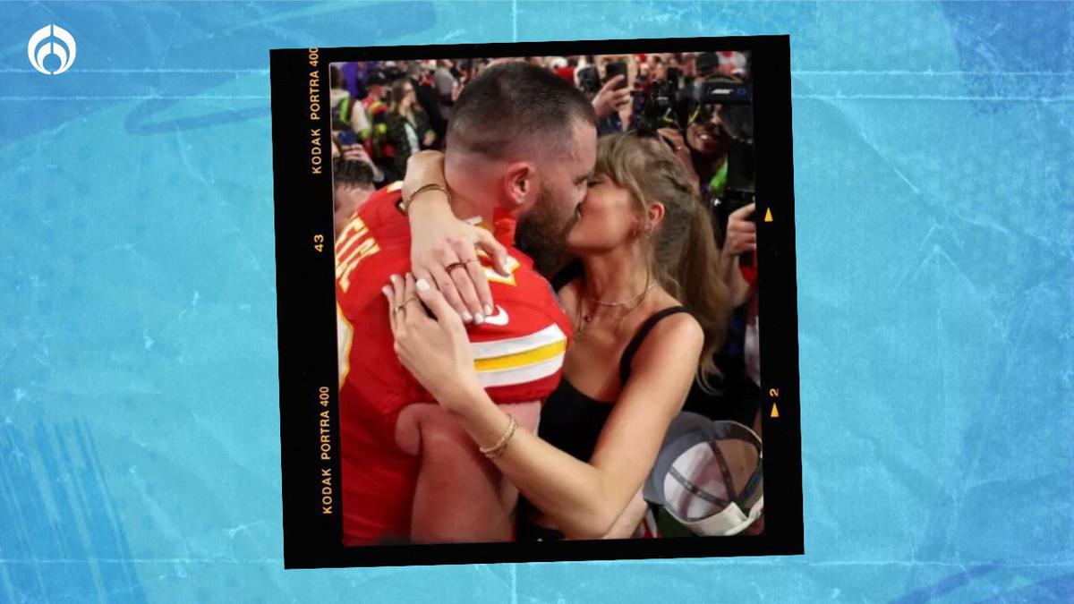 Travis Kelce y Taylor Swift tuvieron un momento romántico al finalizar el Super Bowl LVIII. | El jugador de los Chiefs agradeció que pudiera llegar al partido. | Foto: NFL