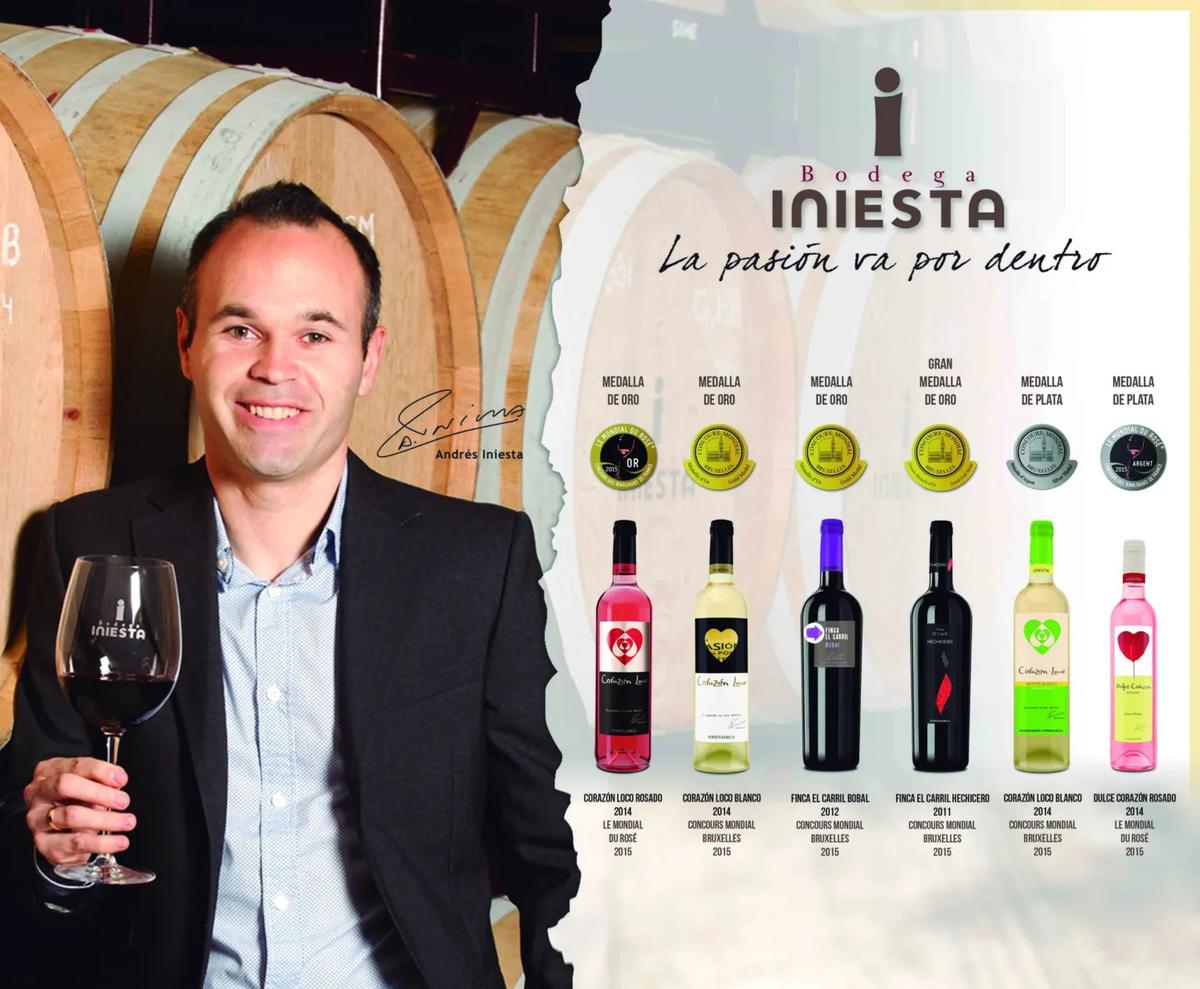 Andrés Iniesta | El ex Barcelona comenzó en el negocio del vino tras el Mundial de 2010. Crédito: bodegas Iniesta.