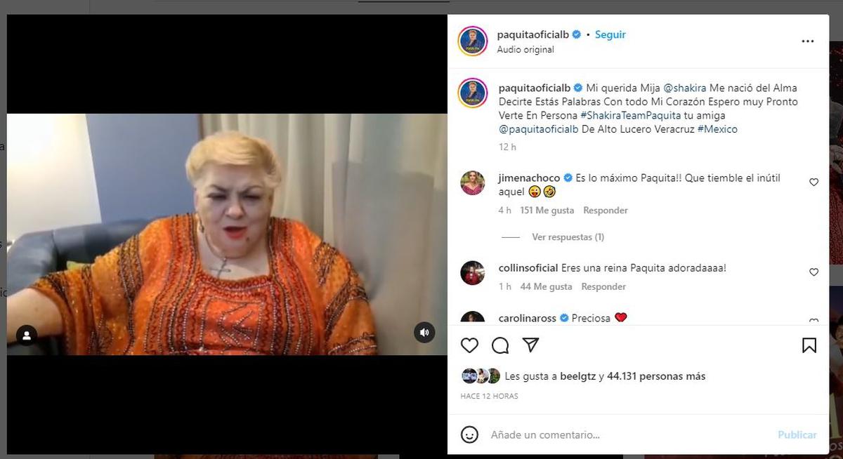  | Paquita la del Barrio ofreció su apoyo a Shakira.