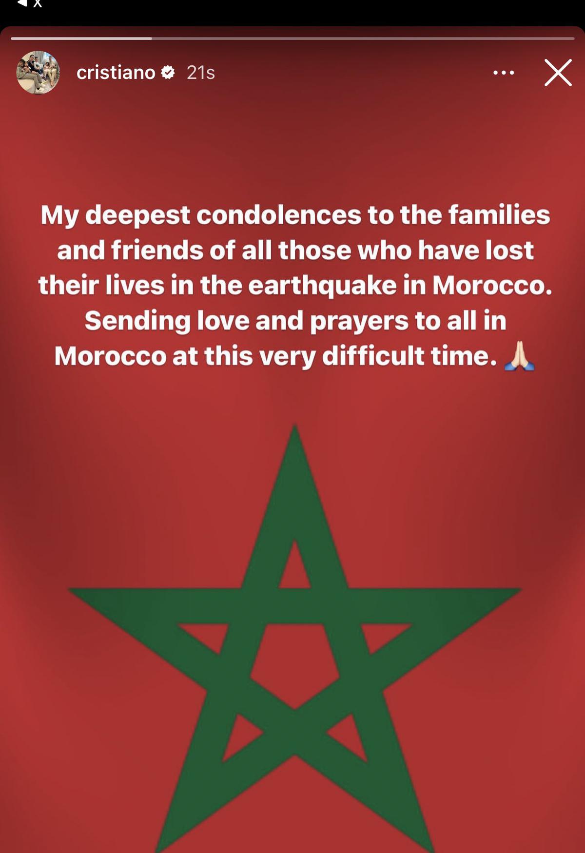 Cristiano dejó un mensaje a todas las víctimas de Marruecos. | Especial