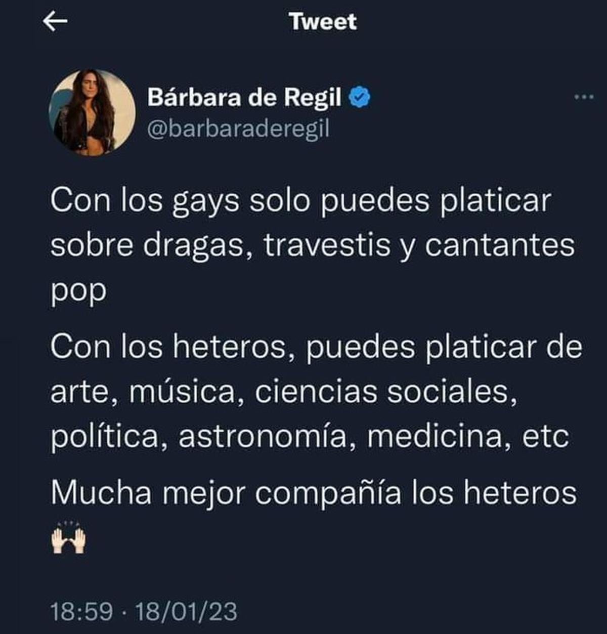  | Usuarios de redes sociales compartieron el tuit de Bárbara de Regil.