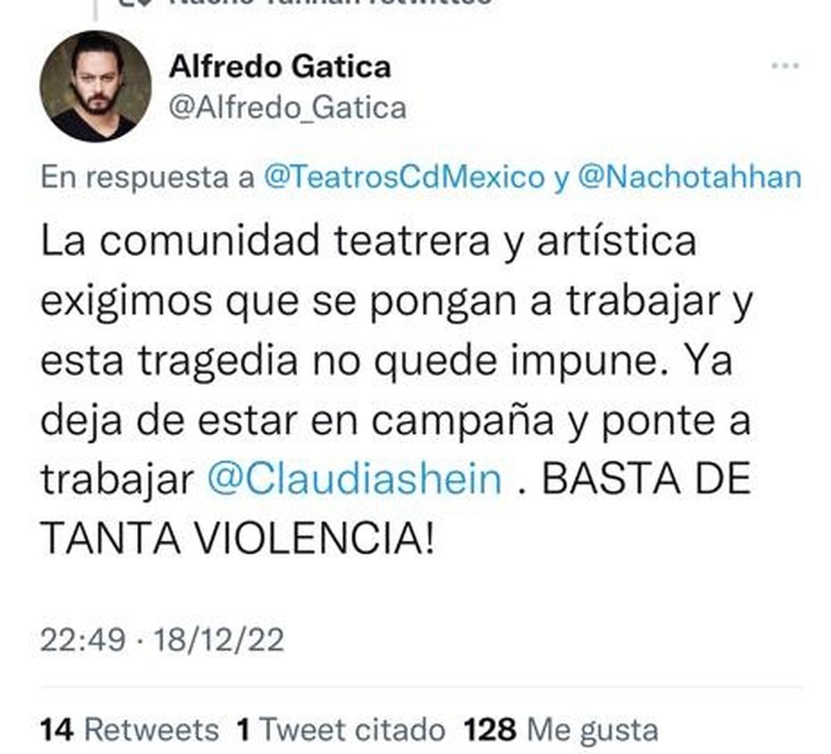  | Alfredo Gatica pidió un alto a la violencia.