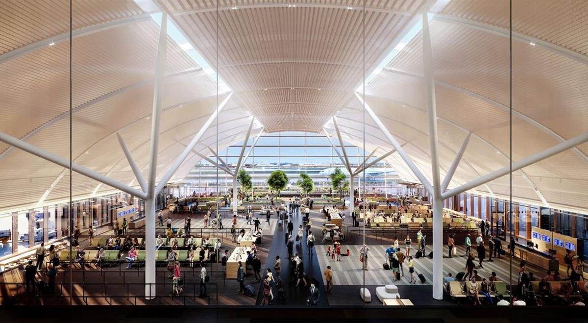 Inspiración y Modernidad | Descubre cómo el diseño de la nueva sala en O'Hare se inspira en Orchard Field para una experiencia aérea única. Fuente: Instagram @bushairport