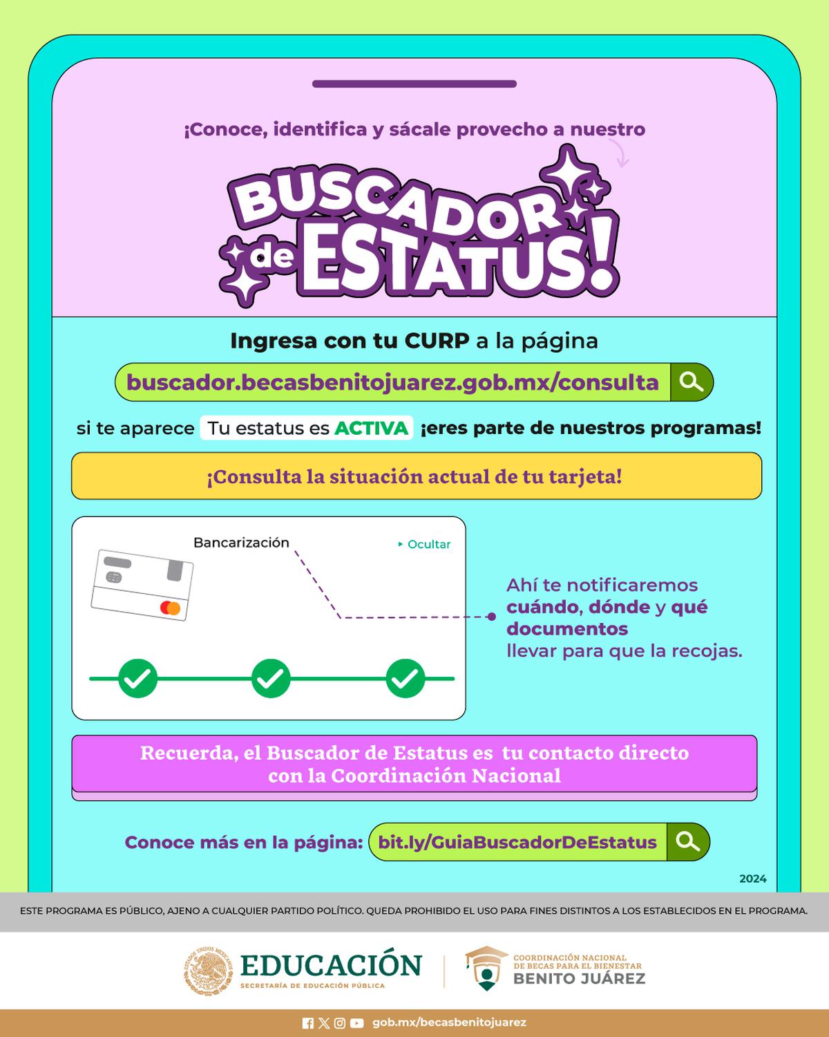 Buscador de estatus | Consulta la situación actual de tu tarjeta del Banco del Bienestar y evita contratiempos. Fuente: Instagram @becasbenitojuarezoficial