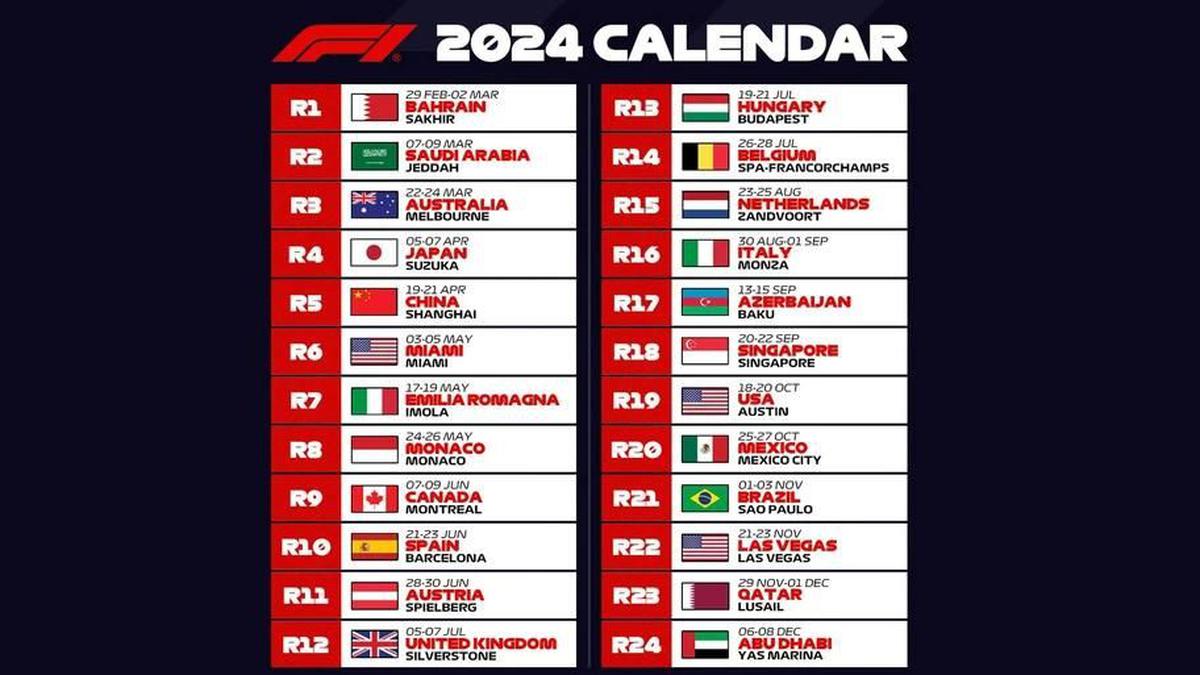Calendario Temporada 2024 | Fórmula 1
Imagen: @ShowmundialShow
