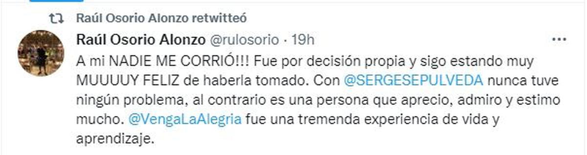  | Raúl Osorio respondió a rumores.