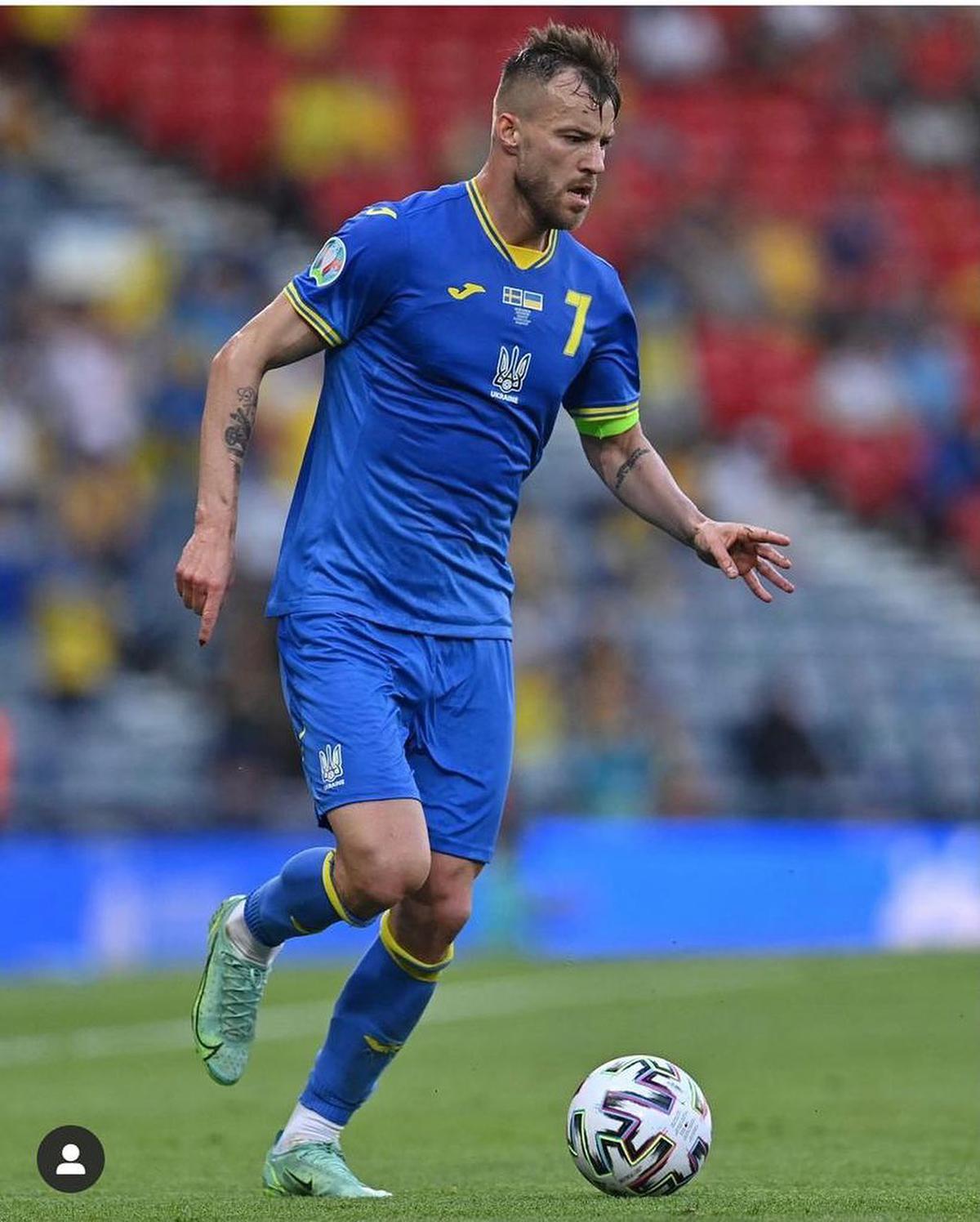 Yarmolenko | El capitán, nacido en Rusia, busca la gloria con Ucrania en la Eurocopa 2024. Fuente: Instagram @yarmolenkoandrey