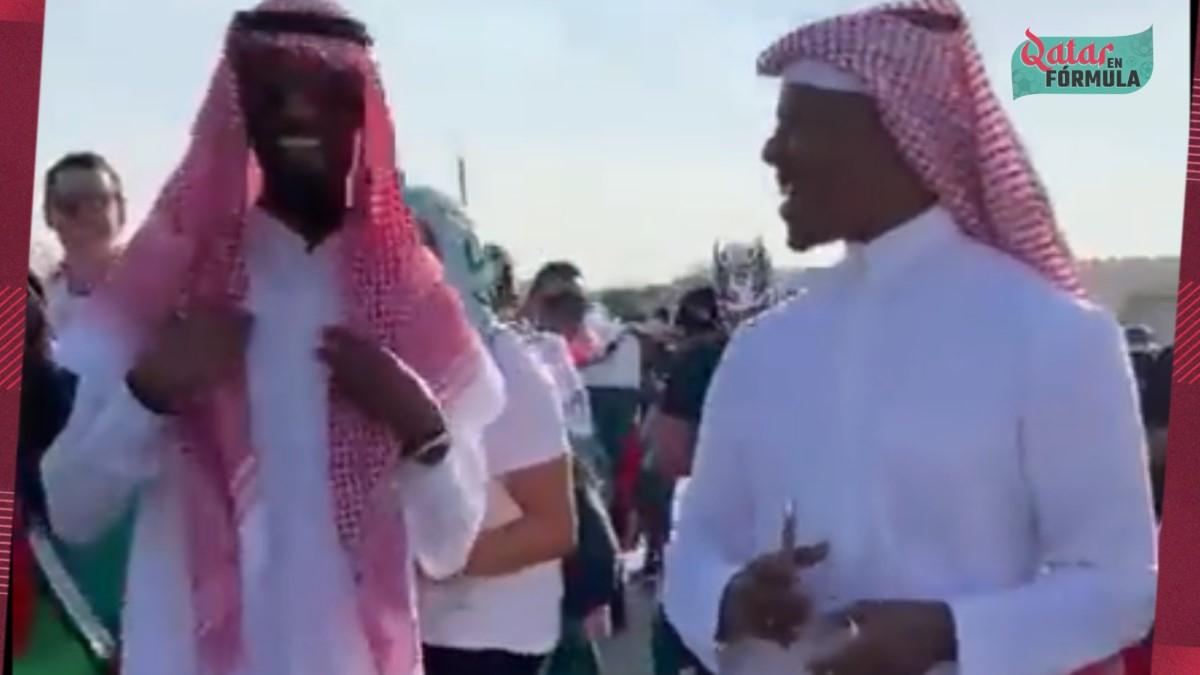 Árabes payaso de rodeo | Los árabes intentaron bailar 'Payaso de Rodeo' con algunos mexicanos en Qatar 2022. | Foto: Especial