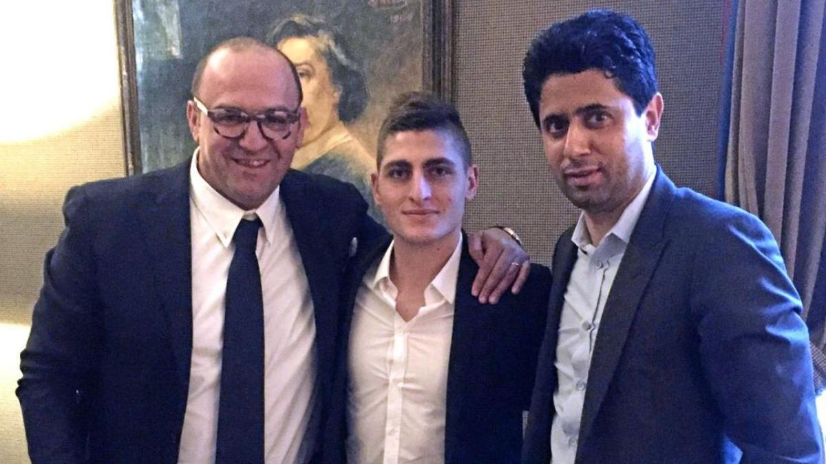 Donato, Verratti y Nasser al-Khelaïfi. | El ex agente del volante apuntó contra el PSG.