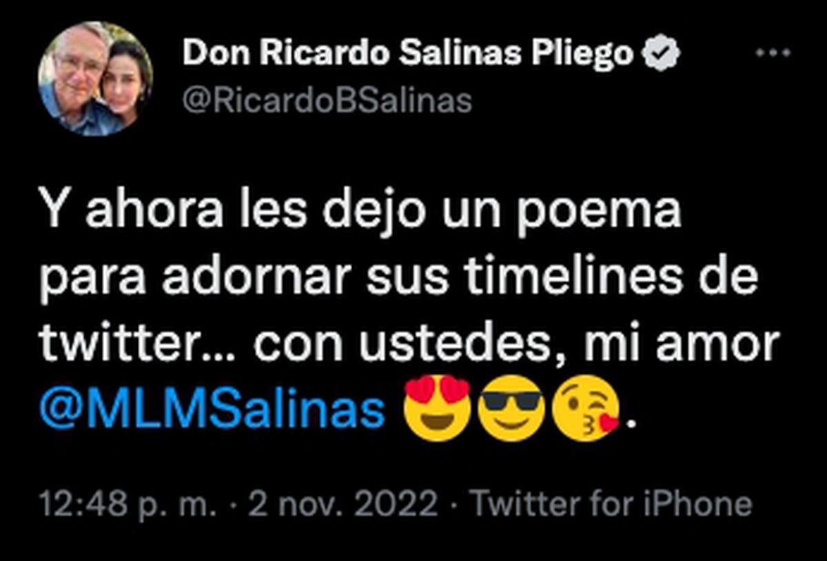  | Ricardo Salinas Pliego derrama miel por su esposa FOTO Twitter ricardosalinas