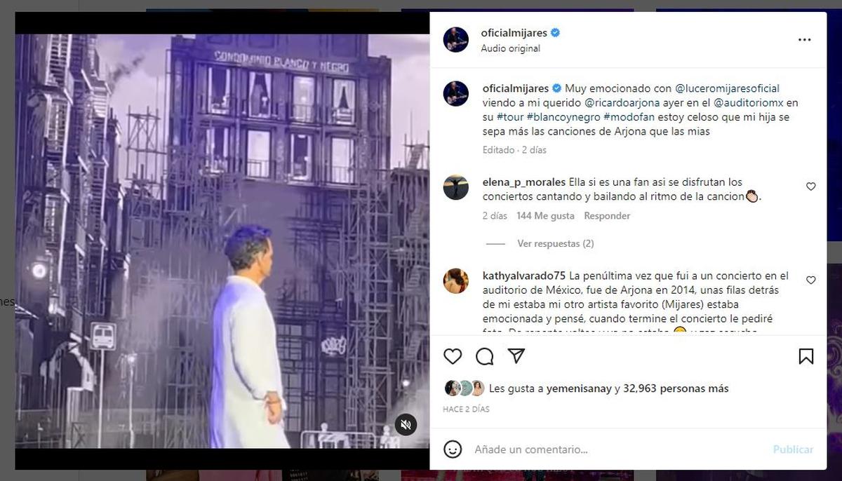  | Mijares compartió un video del concierto de Ricardo Arjona.