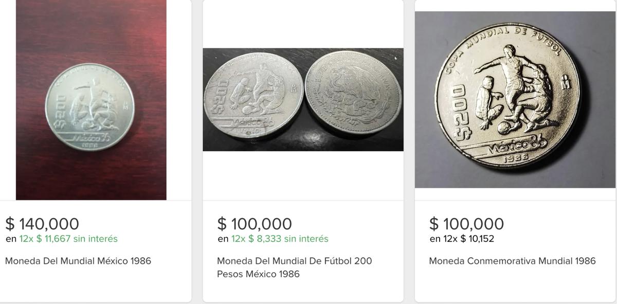  | Estas son las cantidades en las que venden la moneda de 200 pesos del Mundial de México 1986.