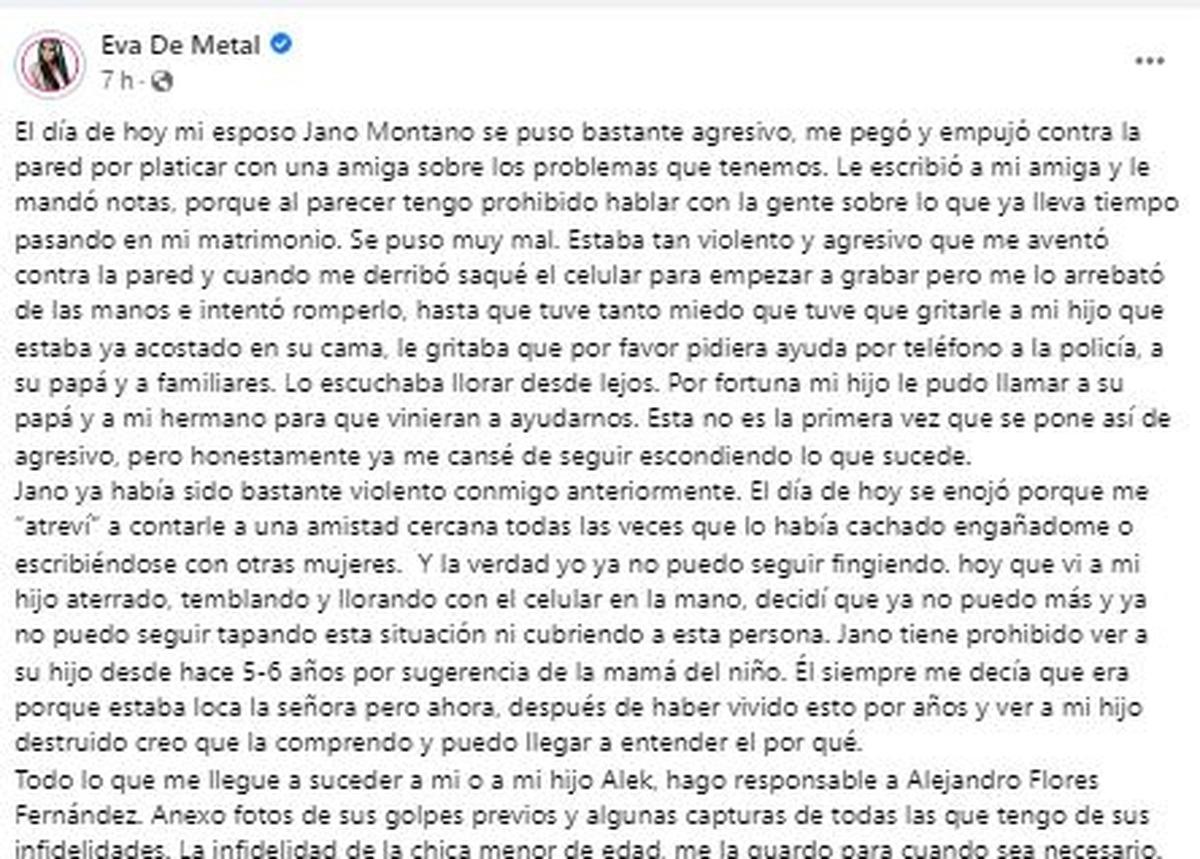  | Eva de Metal pidió apoyo en sus redes sociales.
